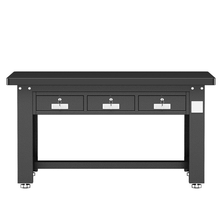 Commercial Heavy Duty Steel Work Table with 3 Drawers, 1500×750 mm – Black| CaterEq CESARTTB3D