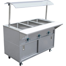 Mobile Bain marie with Cupboard & Sneeze guards 3xGN1/1 - CEEST3SWCBSD-SASG1648