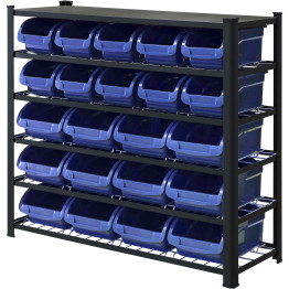 Professional Heavy Duty 5-Tier Bin Rack with 22 Plastic Storage Bins 1120x390x1010mm | CaterEq CESBRHD2250 Professional Heavy Duty 5-Tier Bin Rack with 22 Plastic Storage Bins 1120x390x1010mm | CaterEq CESBRHD2250