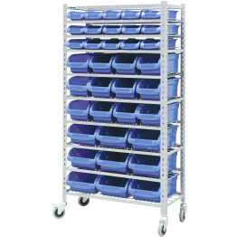 Commercial Heavy Duty Mobile Shelving Unit 9 Tier 36 bins 860x410x1780mm - CESBRHD3691 Commercial Heavy Duty Mobile Shelving Unit 9 Tier 36 bins 860x410x1780mm - CESBRHD3691