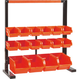 Professional 3 Tier Steel Floor Standing Storage Bin Rack with Magnetic Tool Holder and 16 Removable Bins 660x310x640mm | CaterEq CESBRT2616 Professional 3 Tier Steel Floor Standing Storage Bin Rack with Magnetic Tool Holder and 16 Removable Bins 660x310x640mm | CaterEq CESBRT2616