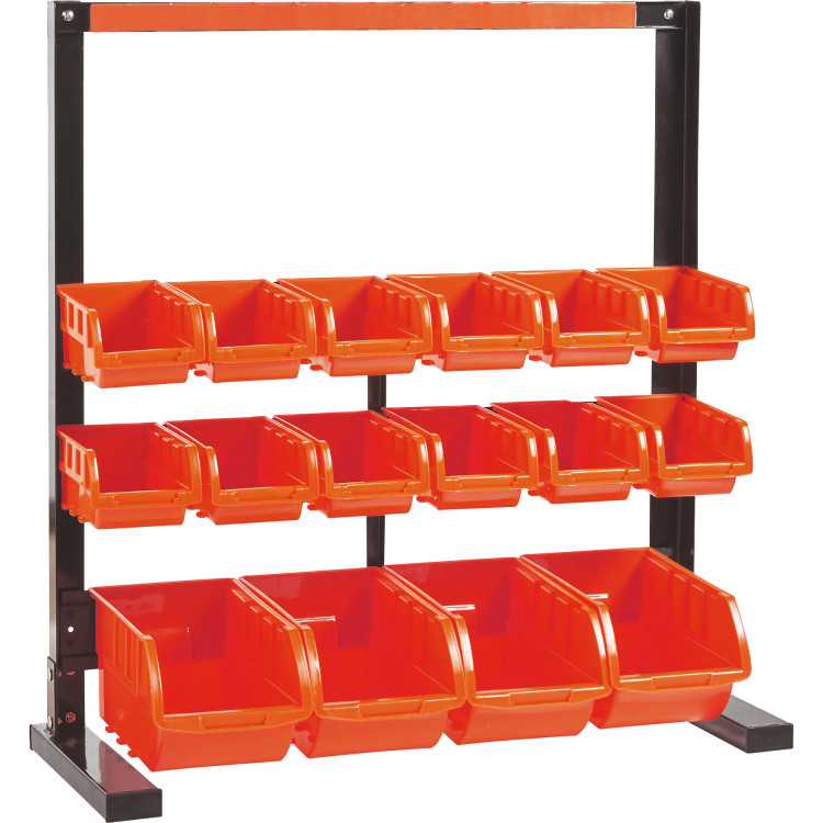 Professional 3 Tier Steel Floor Standing Storage Bin Rack with Magnetic Tool Holder and 16 Removable Bins 660x310x640mm | CaterEq CESBRT2616 Professional 3 Tier Steel Floor Standing Storage Bin Rack with Magnetic Tool Holder and 16 Removable Bins 660x310x640mm | CaterEq CESBRT2616