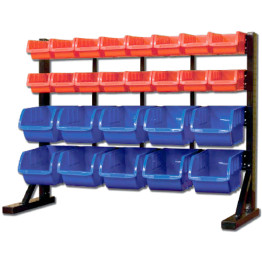 Professional 4-Tier Bin Rack with 26 Plastic Storage Bins 910x310x660mm | CaterEq CESBRT3626
