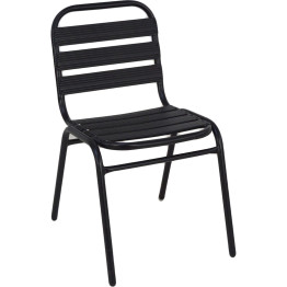 Bistro Dining Chair Aluminium Frame Ribbed Plastic Slats Indoors & Outdoors Black | CaterEq CESC015C