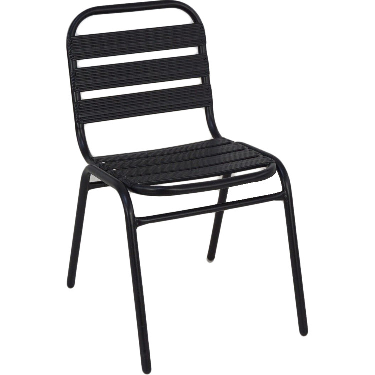 Bistro Dining Chair Aluminium Frame Ribbed Plastic Slats Indoors & Outdoors Black | CaterEq CESC015C Bistro Dining Chair Aluminium Frame Ribbed Plastic Slats Indoors & Outdoors Black | CaterEq CESC015C