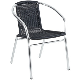 Bistro Arm Chair Aluminium & Black Wicker Indoors & Outdoors - CESC020