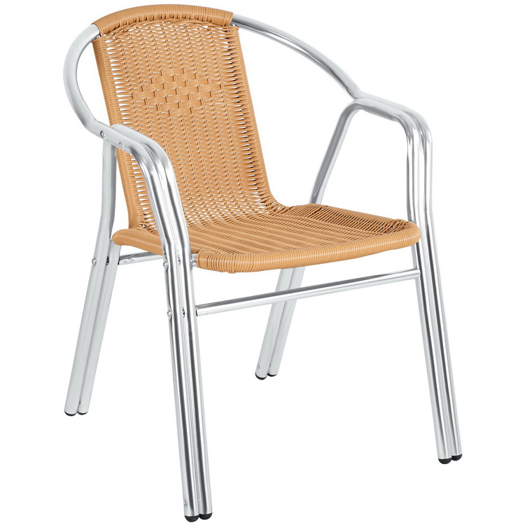 Bistro Arm Chair Aluminium & Natural Wicker Indoors & Outdoors - CESC029