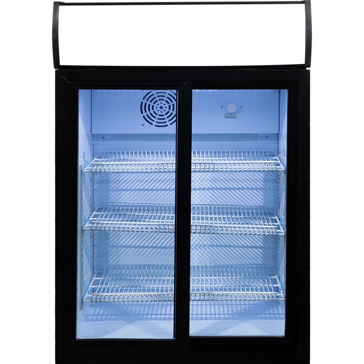 Back bar cooler 105 litres Double Sliding door LED canopy Black - CESC105L
