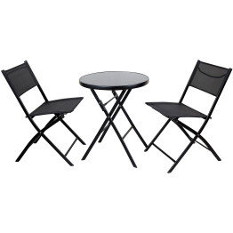 Folding Bistro Set Table & 2 Chairs Black - CESC120