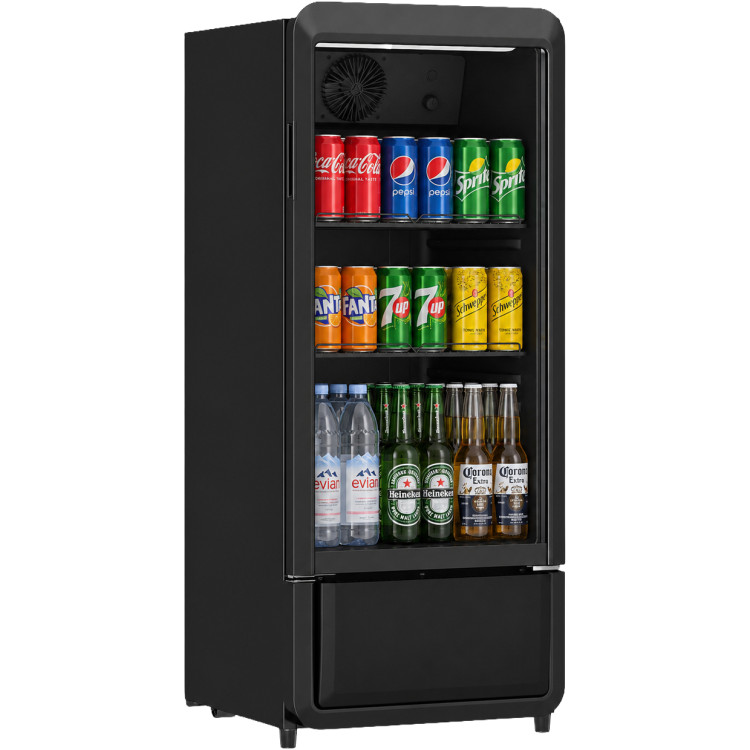 Commercial 200L Upright Glass Door Bottle Cooler Black 540 x 560 x 1325mm | CaterEq CESC200BLACK Commercial 200L Upright Glass Door Bottle Cooler Black 540 x 560 x 1325mm | CaterEq CESC200BLACK