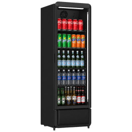 Commercial 377L Upright Single Glass Door Bottle Cooler Black 595 x 618 x 1876mm | CaterEq CESC380BLACK
