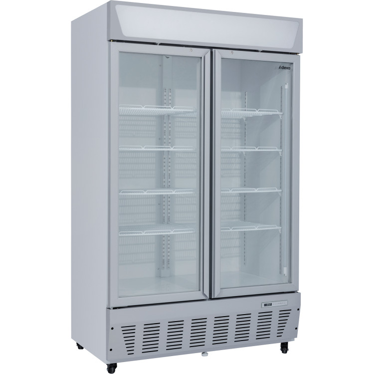 Commercial Display Refrigerator Upright 1020 litres Double Hinged glass door LED canopy Grey - CESCC1127 Commercial Display Refrigerator Upright 1020 litres Double Hinged glass door LED canopy Grey - CESCC1127