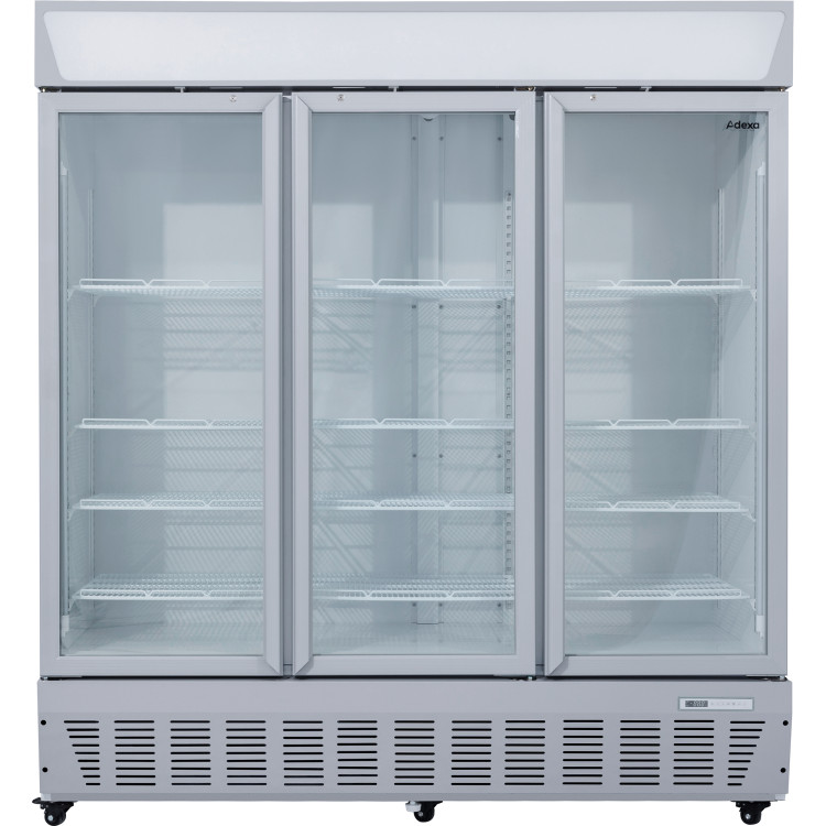 Commercial Display Refrigerator Upright 1580 litres Triple Hinged glass door LED canopy Grey - CESCC1727 Commercial Display Refrigerator Upright 1580 litres Triple Hinged glass door LED canopy Grey - CESCC1727