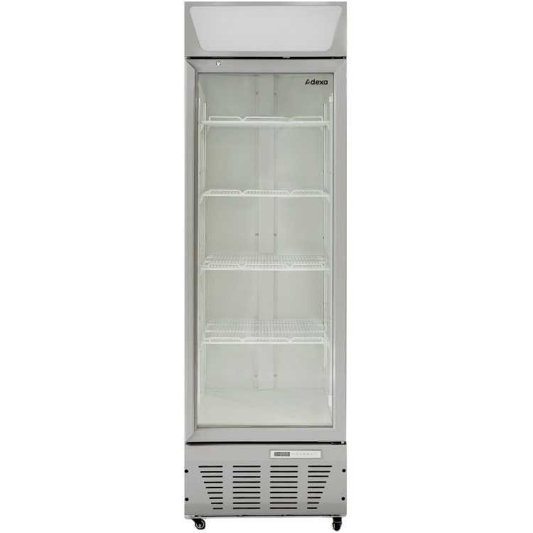 Commercial Display Refrigerator Upright 320 litres Hinged glass door LED canopy Grey - CESCC327
