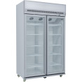 Commercial Display Refrigerator Upright 1020 litres Double Hinged glass door LED canopy Grey - CESCM1127