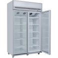 Commercial Display Refrigerator Upright 1020 litres Double Hinged glass door LED canopy Grey - CESCM1127