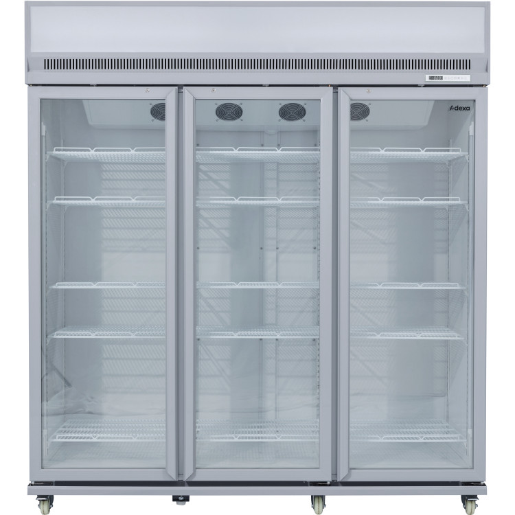 Commercial Display Refrigerator Upright 1580 litres Triple Hinged glass door LED canopy Grey - CESCM1727 Commercial Display Refrigerator Upright 1580 litres Triple Hinged glass door LED canopy Grey - CESCM1727