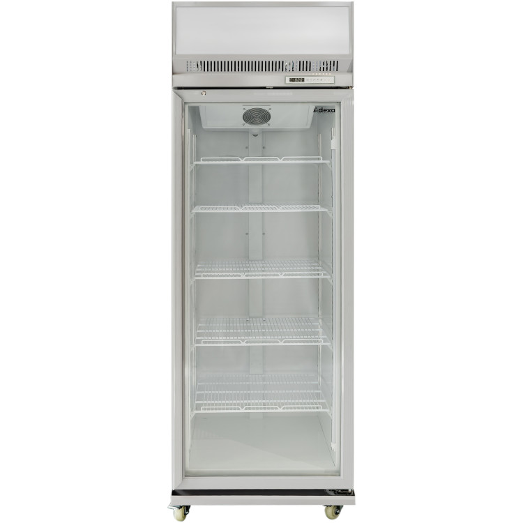 Commercial Display Refrigerator Upright 480 litres Hinged glass door LED canopy Grey - CESCM500