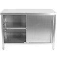 Commercial Worktop Floor Cupboard 2 sliding doors Stainless steel 1000x700x850mm - CESCP10070