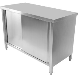 Commercial Worktop Floor Cupboard Sliding doors Stainless steel 1400x600x850mm - CEVTC146SL