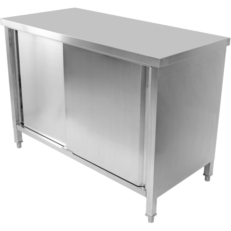 Commercial Worktop Floor Cupboard 2 sliding doors Stainless steel 1000x700x850mm - CESCP10070