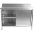 Commercial Worktop Floor Cupboard Sliding doors Stainless steel 1000x700x850mm Upstand - CEVTC107SLB