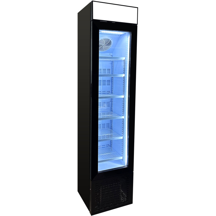 Commercial Display Freezer Upright 105 litres Hinged glass door LED canopy Black - CESD105B