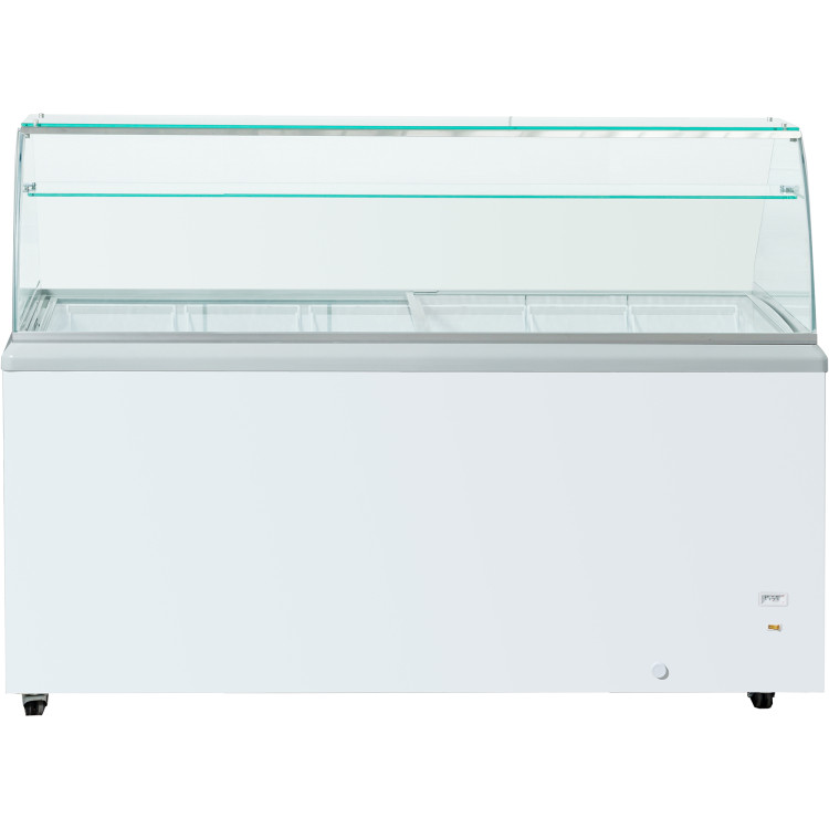Commercial Display Chest freezer Curved Sliding glass lid with Glass Canopy 453 litres - SD551S-SD551SGLASSTOP