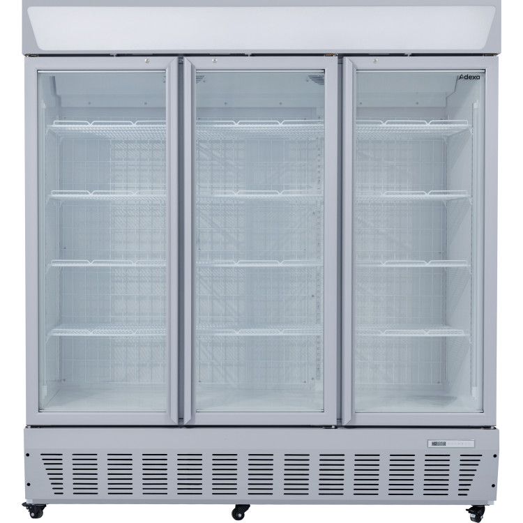 Commercial Display Freezer Upright 1500 litres Triple Hinged glass door LED canopy Grey - CESDC1500 Commercial Display Freezer Upright 1500 litres Triple Hinged glass door LED canopy Grey - CESDC1500