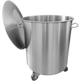 Professional Waste bin Stainless steel with Lid & Wheels 55 litres - CESDC55