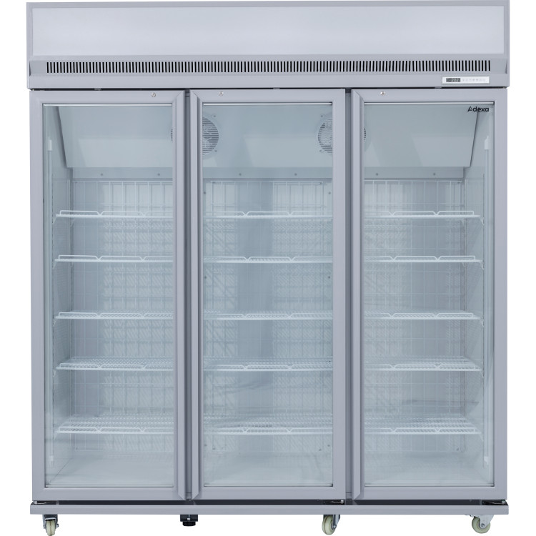 Commercial Display Freezer Upright 1500 litres Triple Hinged glass door LED canopy Grey - CESDM1500