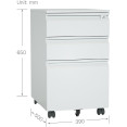 Professional Mobile Filing & Storage Cabinet 3 drawer 390x500x650mm Light Grey - CESEMC1LIGHTGREY