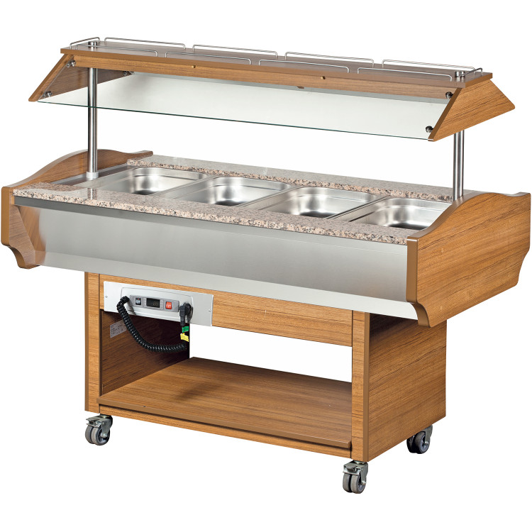 B GRADE Hot Salad Bar 4xGN1/1 Walnut | CaterEq SHBM4C B GRADE
