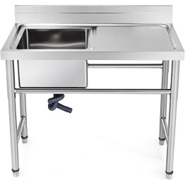 Commercial Sink Stainless steel 1000x600x900mm 1 bowl left Splashback - CESINK8060LEFT
