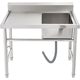 Commercial Sink Stainless steel 1000x600x900mm 1 bowl right Splashback - CESINK8060RIGHT