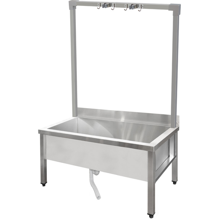 Commercial Stainless Steel Mop Sink with High Rack & 2-in-1 Mop Holder 1000x600x550mm | CaterEq CESMSJYHR10060