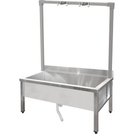 Commercial Stainless Steel Mop Sink with High Rack & 2-in-1 Mop Holder 1200x600x550mm | CaterEq CESMSJYHR12060
