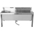 Commercial Stainless Steel Mop Sink with Low Rack & 2-in-1 Mop Holder 1200x600x550mm | CaterEq CESMSJYLR12060 Commercial Stainless Steel Mop Sink with Low Rack & 2-in-1 Mop Holder 1200x600x550mm | CaterEq CESMSJYLR12060
