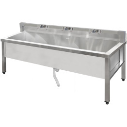 Commercial Stainless Steel Mop Sink with Low Rack & 2-in-1 Mop Holder 1500x600x550mm | CaterEq CESMSJYLR15060