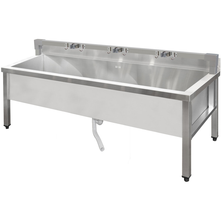 Commercial Stainless Steel Mop Sink with Low Rack & 2-in-1 Mop Holder 1500x600x550mm | CaterEq CESMSJYLR15060
