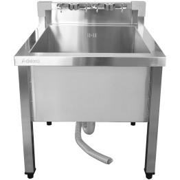 Commercial Stainless Steel Mop Sink with Low Rack & 2-in-1 Mop Holder 600x600x550mm | CaterEq CESMSJYLR6060