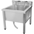 Commercial Stainless Steel Mop Sink with Low Rack & 2-in-1 Mop Holder 600x600x550mm | CaterEq CESMSJYLR6060