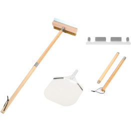 Set of 2 Pizza Oven Tools with Wall Hanger - 12" Square Pizza Peel & Pizza Oven Brush with Scraper - CESP3S