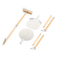 Set of 3 Pizza Oven Tools with Stand - 12" Square Pizza Peel, 12" Round Pizza Peel & Pizza Oven Brush with Scraper - CESPTH4S