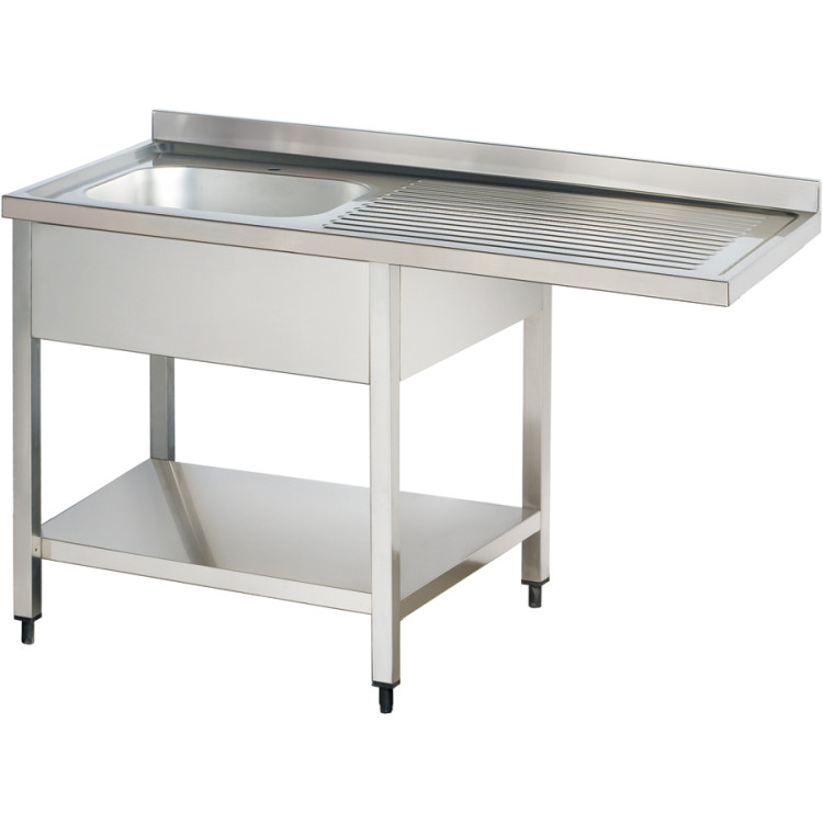 Commercial Sink for dishwashers 1 bowl Left Bottom shelf Splashback 1200mm Depth 600mm - CETHSTR126SBL1