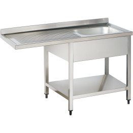 Commercial Sink for dishwashers 1 bowl Right Bottom shelf Splashback 1200mm Depth 700mm - CEVSH127RBS