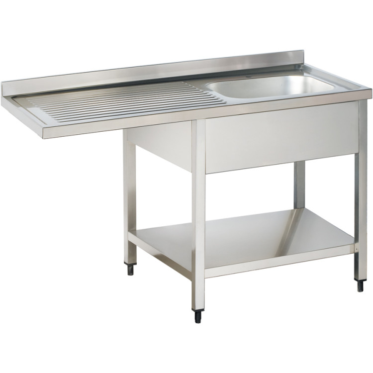 Commercial Sink for dishwashers 1 bowl Right Bottom shelf Splashback 1200mm Depth 600mm - CEVSH126RBS