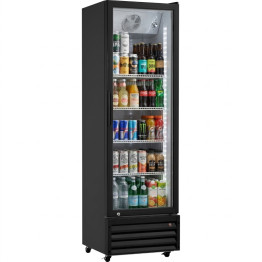 Commercial Upright Beverage Bottle Cooler 210 Litres Single Hinged Glass Door Black 538x525x1772mm | CaterEq CESSH30