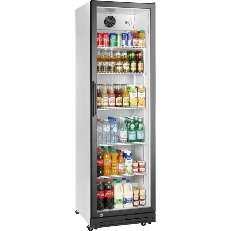 Commercial Upright Beverage Bottle Cooler 214 Litres Single Hinged Glass Door Black & White 538x505x1585mm | CaterEq CESSH54 Commercial Upright Beverage Bottle Cooler 214 Litres Single Hinged Glass Door Black & White 538x505x1585mm | CaterEq CESSH54