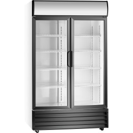 Commercial Twin Bottle cooler Upright 640 litres Hinged glass doors Black&White - CESSP688WEA